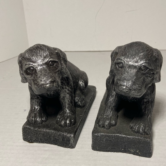 Pair of Vintage Heavy Resin Black Lab Bookends Signed JIN 93 - Picture 2 of 11